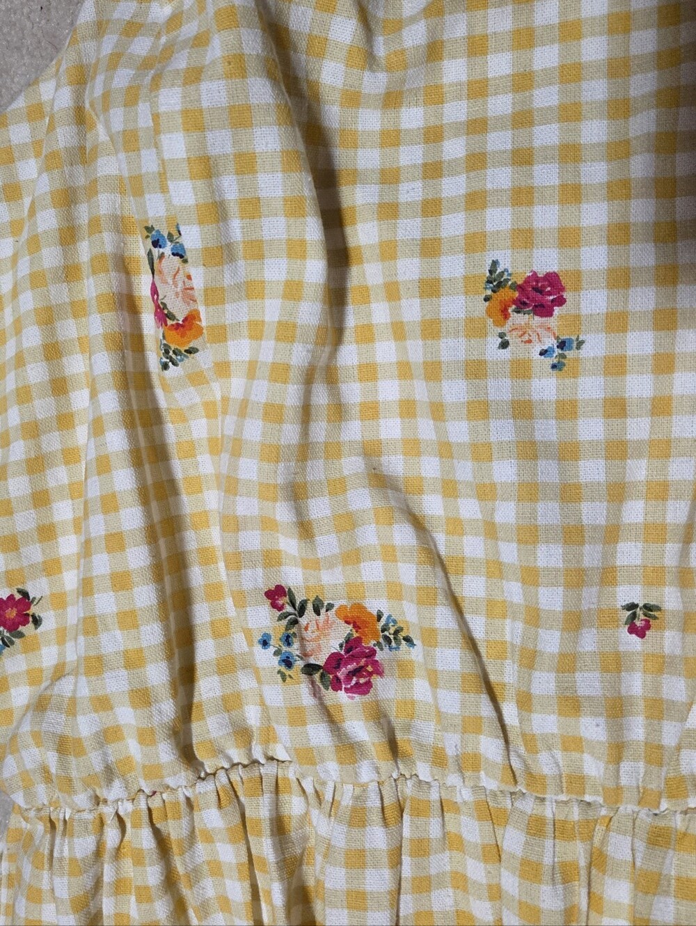 City Chic Dress Miranda Yellow Gingham Floral Tiered Dress M (18) New! - Picture 4 of 8